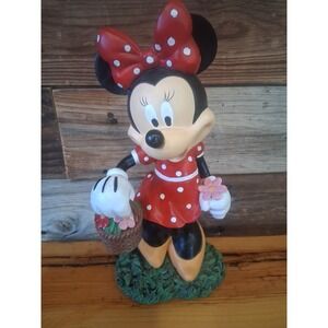 Disney Minnie Mouse Garden Statue Vintage 12.5" Tall Hand Painted